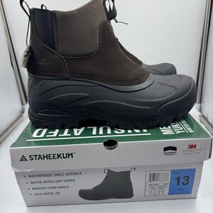 Staheekum Men's Waterproof Insulated Winter Snow Lace Up Boots Brown SIZE 13